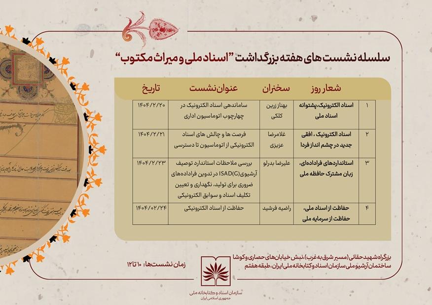 نشست‌های تخصصی معاونت اسناد ملی همزمان با هفته «بزرگداشت اسناد ملی و میراث مکتوب»